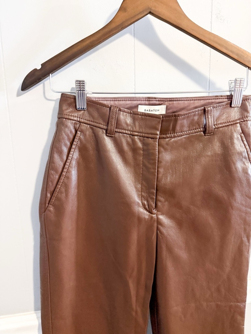 Aritzia Babaton Command vegan leather pants in coffee bean - Picture 7 of 12